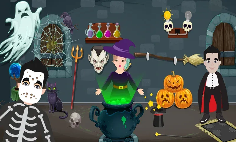 Pretend Play Halloween Party (Претендуй на Хэллоуинскую вечеринку) [МОД: Много монет, Открытые уровни и Мега MOD] Screenshot 1