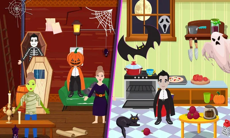 Pretend Play Halloween Party (Претендуй на Хэллоуинскую вечеринку) [МОД: Много монет, Открытые уровни и Мега MOD] Screenshot 4