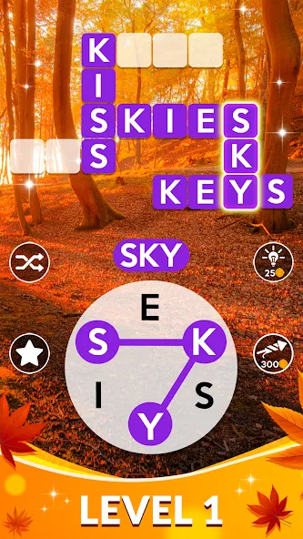 Wordscapes (Вордскейпс) [МОД: Много денег, Монет и Все открыто] Screenshot 1