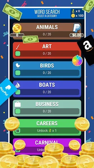 Make Money: Word Search (Мейк Мани) [МОД: Много денег, Монет и Все открыто] Screenshot 1