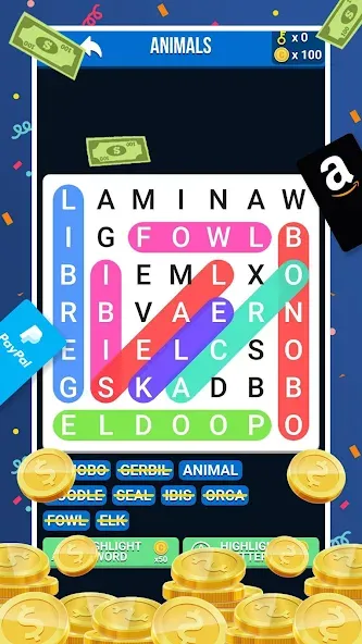 Make Money: Word Search (Мейк Мани) [МОД: Много денег, Монет и Все открыто] Screenshot 2