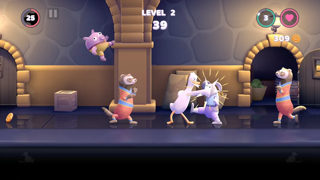 Punch Kick Duck (Панч Кик Дак) [МОД: Много монет, Открытые уровни и Мега MOD] Screenshot 2