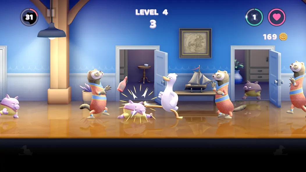 Punch Kick Duck (Панч Кик Дак) [МОД: Много монет, Открытые уровни и Мега MOD] Screenshot 4