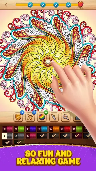 Cross Stitch Coloring Mandala (Кроссстиль раскрашивание мандала) [МОД: Деньги, Монеты и Меню MOD] Screenshot 3