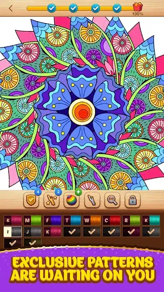 Cross Stitch Coloring Mandala (Кроссстиль раскрашивание мандала) [МОД: Деньги, Монеты и Меню MOD] Screenshot 4