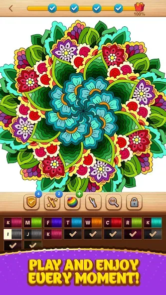 Cross Stitch Coloring Mandala (Кроссстиль раскрашивание мандала) [МОД: Деньги, Монеты и Меню MOD] Screenshot 5