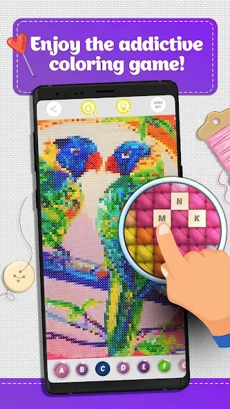 Cross Stitch Coloring Art (Кроссстич окрашивание искусства) [МОД: Деньги, Монеты и Меню MOD] Screenshot 1