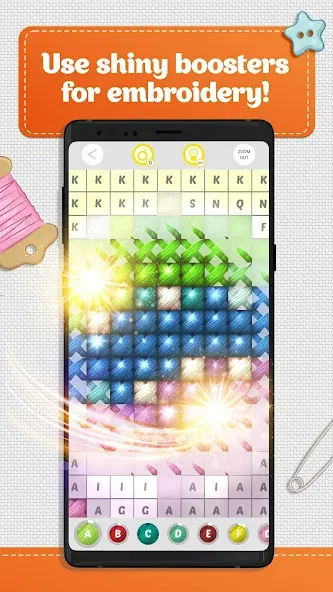 Cross Stitch Coloring Art (Кроссстич окрашивание искусства) [МОД: Деньги, Монеты и Меню MOD] Screenshot 2