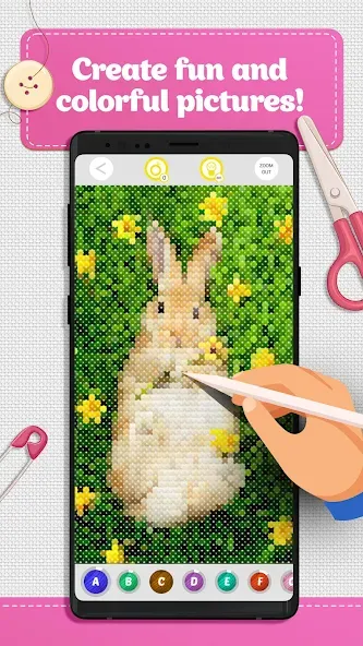 Cross Stitch Coloring Art (Кроссстич окрашивание искусства) [МОД: Деньги, Монеты и Меню MOD] Screenshot 3