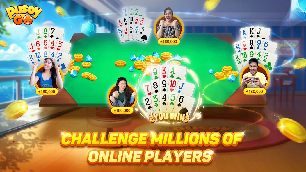 Pusoy Go-Competitive 13 Cards (Пусой Го) [МОД: Бесконечные деньги, Монеты и Мега MOD] Screenshot 1