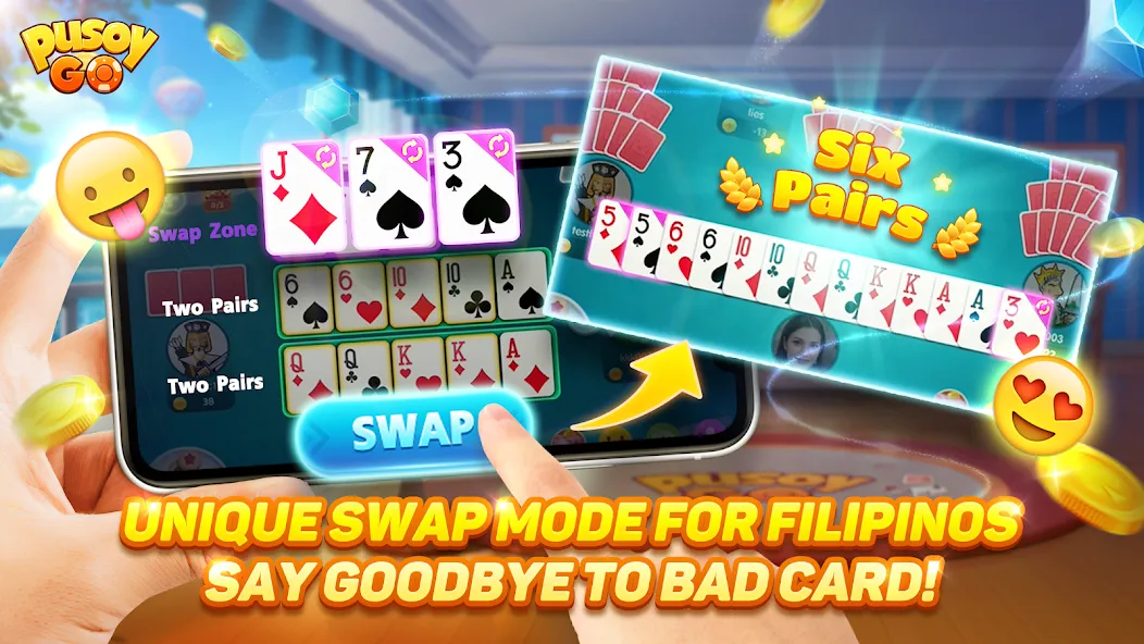Pusoy Go-Competitive 13 Cards (Пусой Го) [МОД: Бесконечные деньги, Монеты и Мега MOD] Screenshot 4