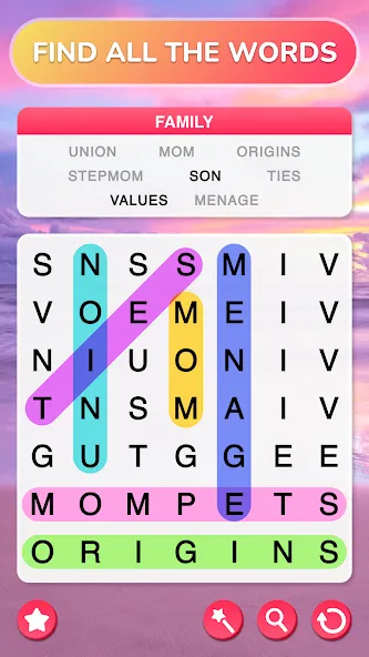 Word Search - Word Puzzle Game [МОД: Много денег, Монет и Все открыто] Screenshot 1