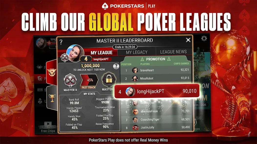 PokerStars Play: Texas Hold'em (ПокерСтарс Плей) [МОД: Меню, Бесконечные монеты и Открытые уровни] Screenshot 2