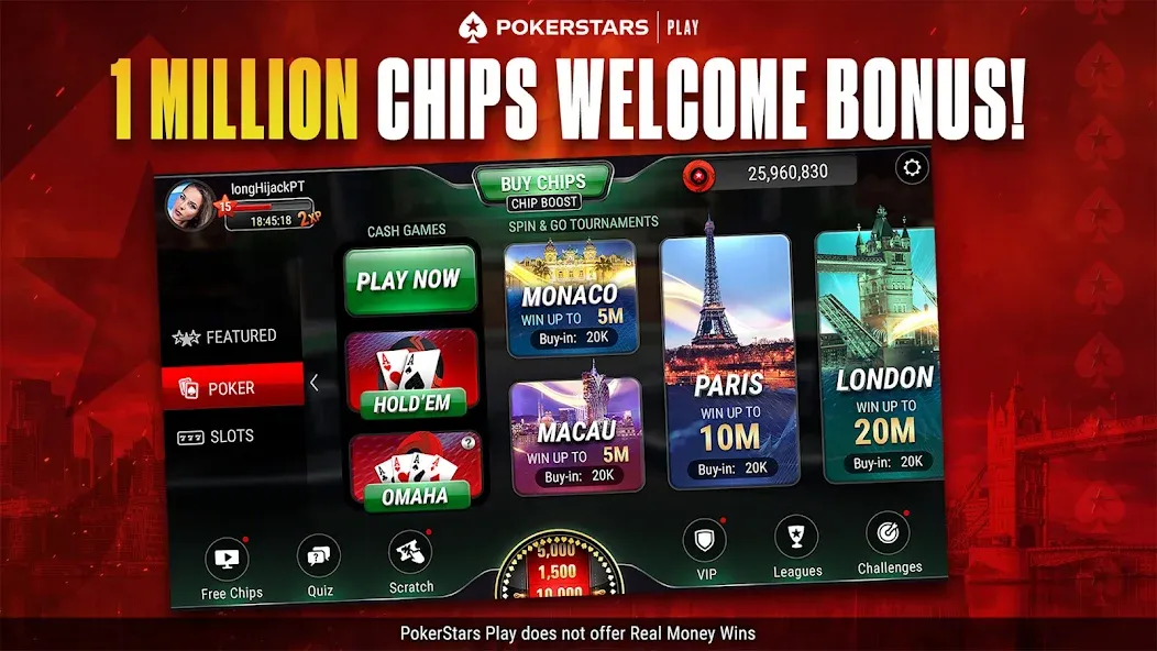 PokerStars Play: Texas Hold'em (ПокерСтарс Плей) [МОД: Меню, Бесконечные монеты и Открытые уровни] Screenshot 4