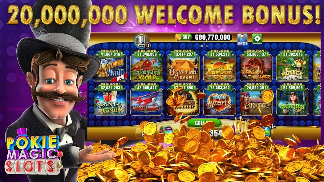 Pokie Magic Casino Slots (Поки Мэджик Казино Слоты) [МОД: Все открыто, Дополнительные деньги и Меню MOD] Screenshot 1