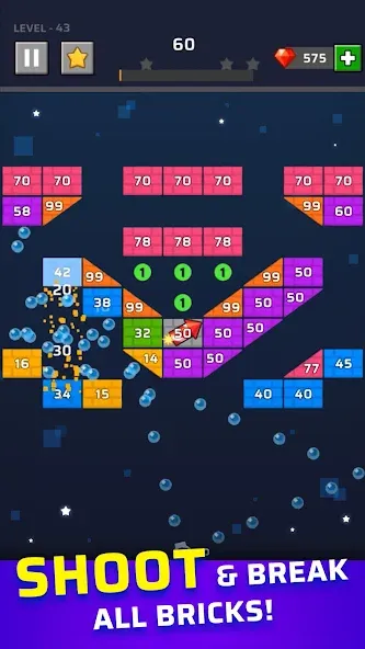 Brick Out - Shoot the ball (Брик Аут) [МОД: Бесконечные деньги, Монеты и Мега MOD] Screenshot 1