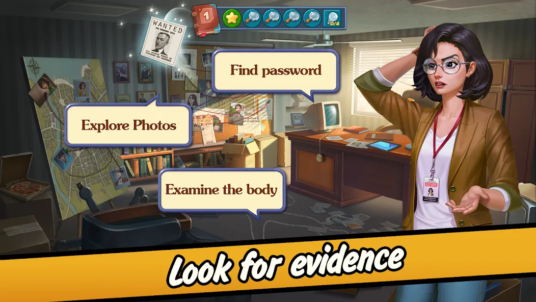 Solitaire Crime Stories [МОД: Все открыто, Дополнительные деньги и Меню MOD] Screenshot 2