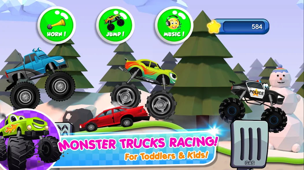 Monster Trucks Game for Kids 2 (Монстр Тракс Игра для Детей 2) [МОД: Много денег, Монет и Все открыто] Screenshot 1