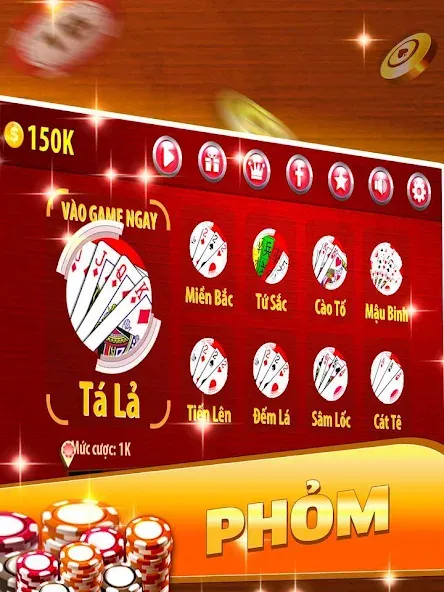 Phỏm - Phom [МОД: Меню, Бесконечные монеты и Открытые уровни] Screenshot 1