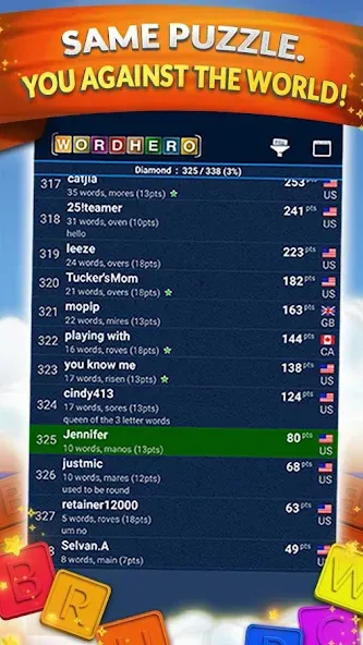 WordHero : word finding game (ВордХиро) [МОД: Все открыто, Дополнительные деньги и Меню MOD] Screenshot 4