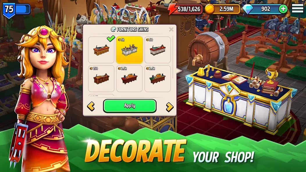 Shop Titans: RPG Idle Tycoon (Шоп Тайтанс) [МОД: Бесконечные деньги, Монеты и Мега MOD] Screenshot 3