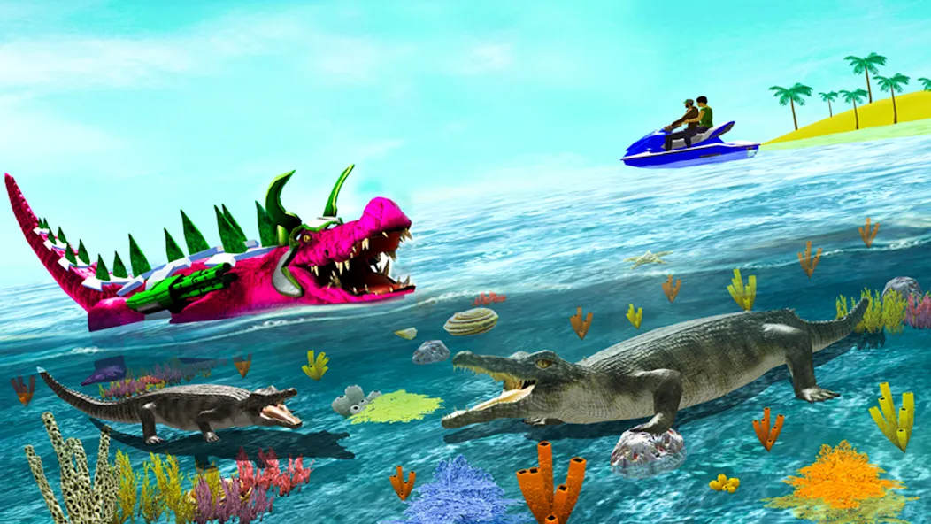 Robot Game Transform Crocodile [МОД: Меню, Бесконечные монеты и Открытые уровни] Screenshot 2