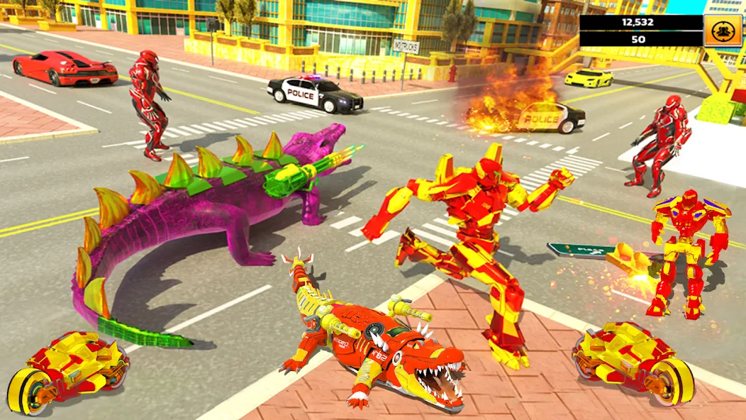 Robot Game Transform Crocodile [МОД: Меню, Бесконечные монеты и Открытые уровни] Screenshot 5