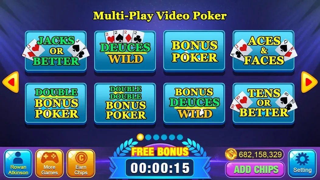 Video Poker Games - Multi Hand (Видео покер игры) [МОД: Все открыто, Дополнительные деньги и Меню MOD] Screenshot 1