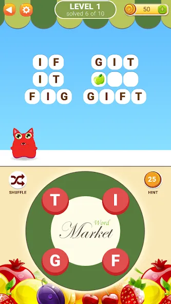 Word Market [МОД: Все открыто, Дополнительные деньги и Меню MOD] Screenshot 1