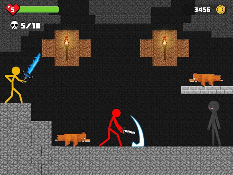 Stick-man Battle - Craft World [МОД: Меню, Бесконечные монеты и Открытые уровни] Screenshot 1