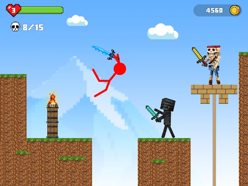 Stick-man Battle - Craft World [МОД: Меню, Бесконечные монеты и Открытые уровни] Screenshot 2