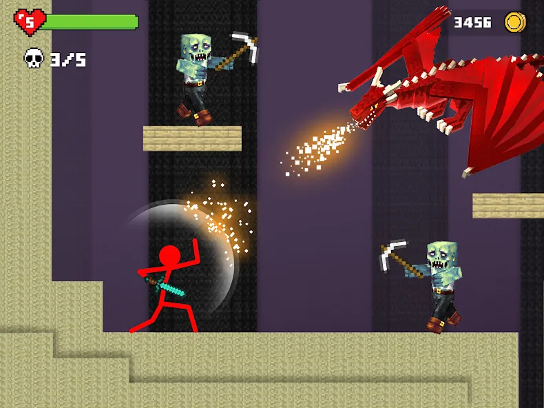 Stick-man Battle - Craft World [МОД: Меню, Бесконечные монеты и Открытые уровни] Screenshot 4
