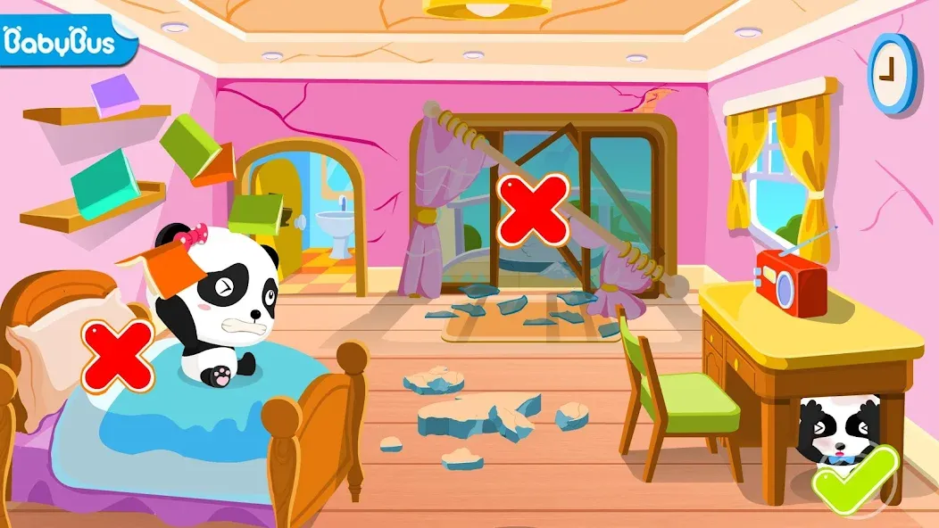 Baby Panda Earthquake Safety 1 [МОД: Все открыто, Дополнительные деньги и Меню MOD] Screenshot 1