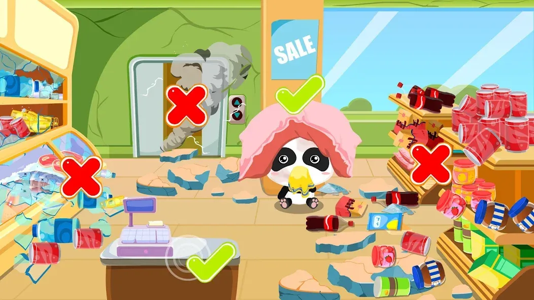 Baby Panda Earthquake Safety 1 [МОД: Все открыто, Дополнительные деньги и Меню MOD] Screenshot 3