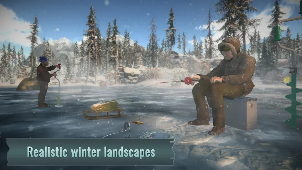 Ice fishing game. Catch bass. [МОД: Бесконечные деньги, Монеты и Мега MOD] Screenshot 1
