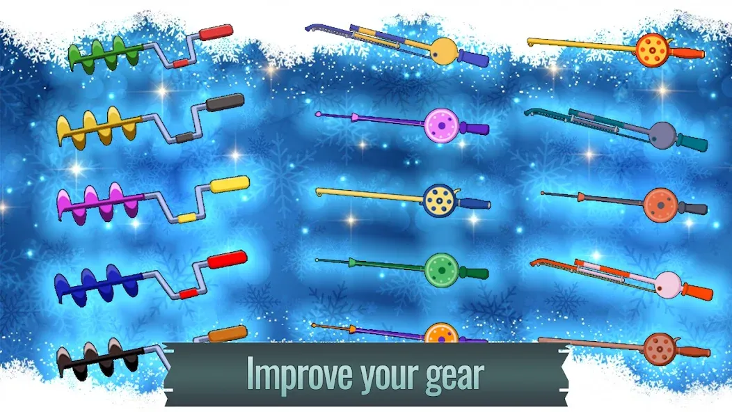 Ice fishing game. Catch bass. [МОД: Бесконечные деньги, Монеты и Мега MOD] Screenshot 4