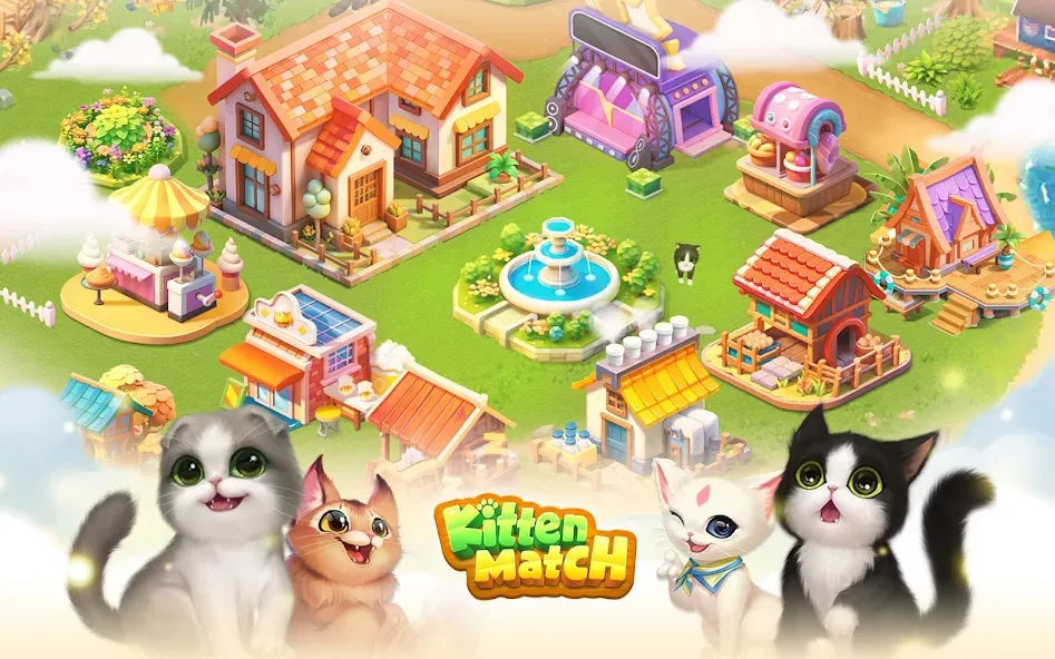 Kitten Match (Киттен Матч) [МОД: Много монет, Открытые уровни и Мега MOD] Screenshot 1
