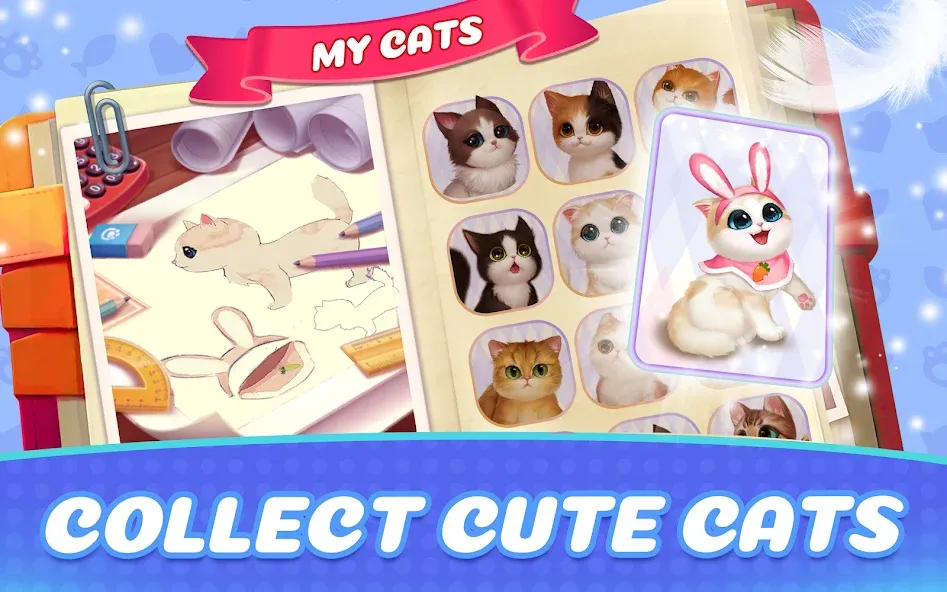 Kitten Match (Киттен Матч) [МОД: Много монет, Открытые уровни и Мега MOD] Screenshot 2