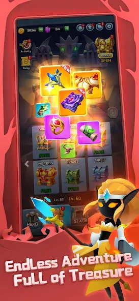 Chest Adventure: Idle RPG (Чест Эдвенчур) [МОД: Меню, Бесконечные монеты и Открытые уровни] Screenshot 1