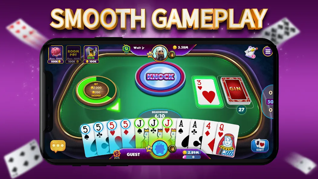 Gin Rummy Elite: Online Game (Джин Рамми) [МОД: Все открыто, Дополнительные деньги и Меню MOD] Screenshot 2