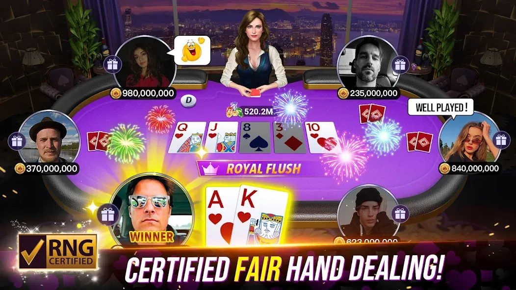 Poker Fever - Win your Fame (Покер Клаш) [МОД: Меню, Бесконечные монеты и Открытые уровни] Screenshot 1