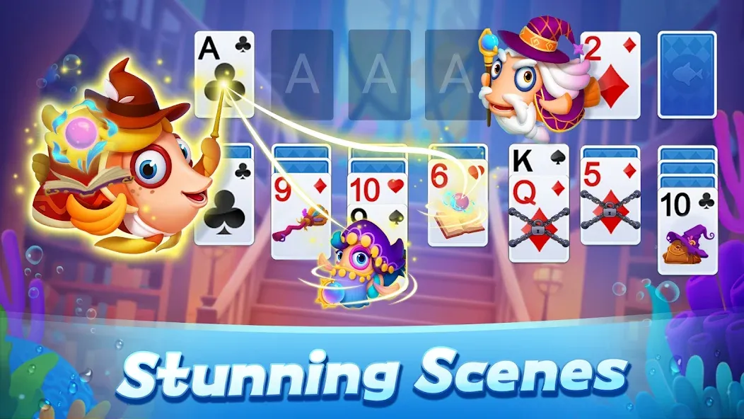 Solitaire 3D Fish [МОД: Все открыто, Дополнительные деньги и Меню MOD] Screenshot 3