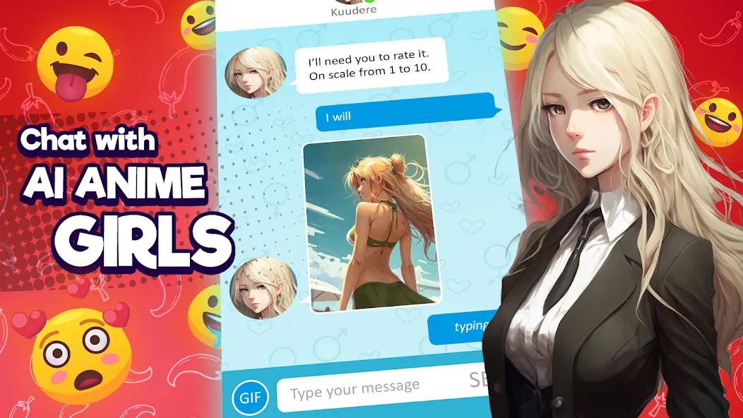 Anime Girlfriend - AI Chat (Аниме Грлфренд) [МОД: Меню, Бесконечные монеты и Открытые уровни] Screenshot 1