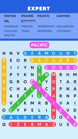Word Search Puzzle Challenge (Уордсрч Пазл Челлендж) [МОД: Много денег, Монет и Все открыто] Screenshot 2