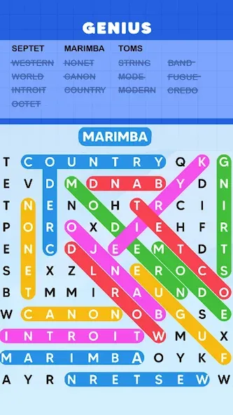 Word Search Puzzle Challenge (Уордсрч Пазл Челлендж) [МОД: Много денег, Монет и Все открыто] Screenshot 3