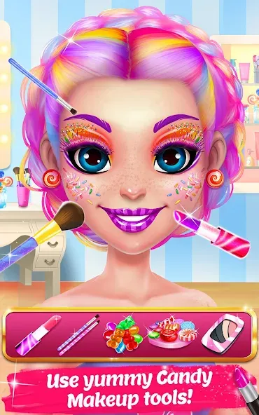 Candy Makeup Beauty Game [МОД: Много монет, Открытые уровни и Мега MOD] Screenshot 2
