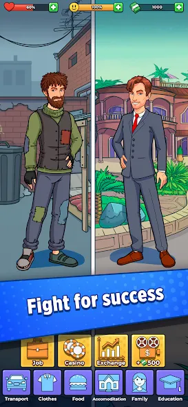 Hobo Life: Business Simulator [МОД: Меню, Бесконечные монеты и Открытые уровни] Screenshot 1