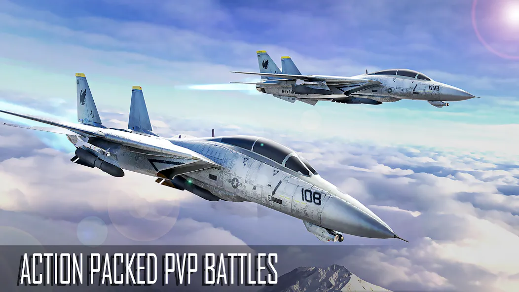 Jet Fighter: Sky Combat 3D (Джет Файтер) [МОД: Много монет, Открытые уровни и Мега MOD] Screenshot 1