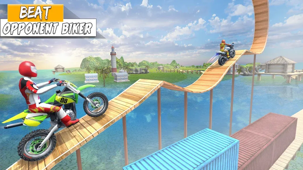 Bike Stunt Games Stunt Bike 3D (Байк стант рэмп игра Байк Джамп) [МОД: Меню, Бесконечные монеты и Открытые уровни] Screenshot 5