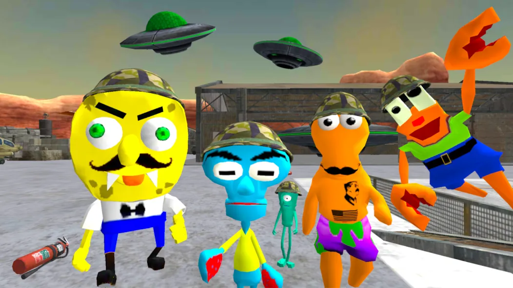Sponge Area 51. Neighbor Alien [МОД: Меню, Бесконечные монеты и Открытые уровни] Screenshot 1